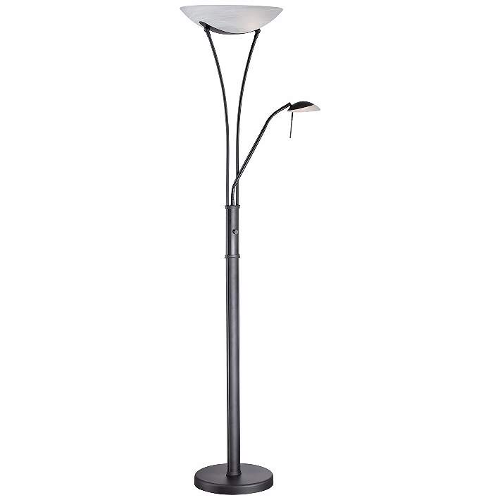 Lite Source Avington Black Reading Light Torchiere Lamp W9898