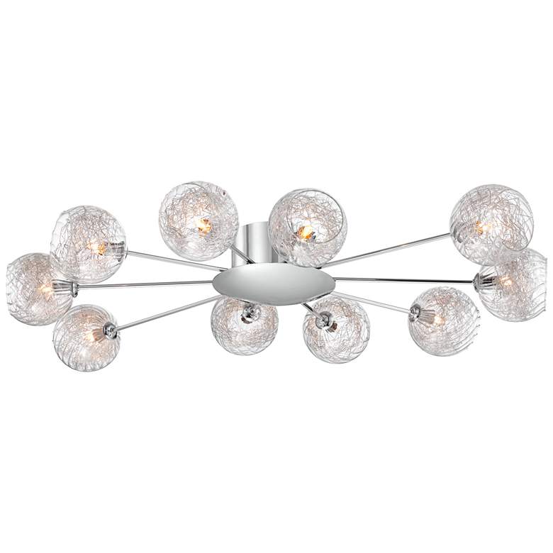 Image 2 Possini Euro Wired 38" Wide Glass and Chrome Ceiling Light
