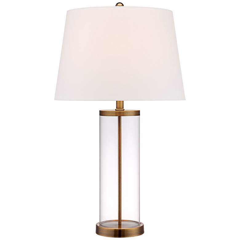 Image 3 Glass and Gold Cylinder Modern Fillable Table Lamp by 360 Lighting