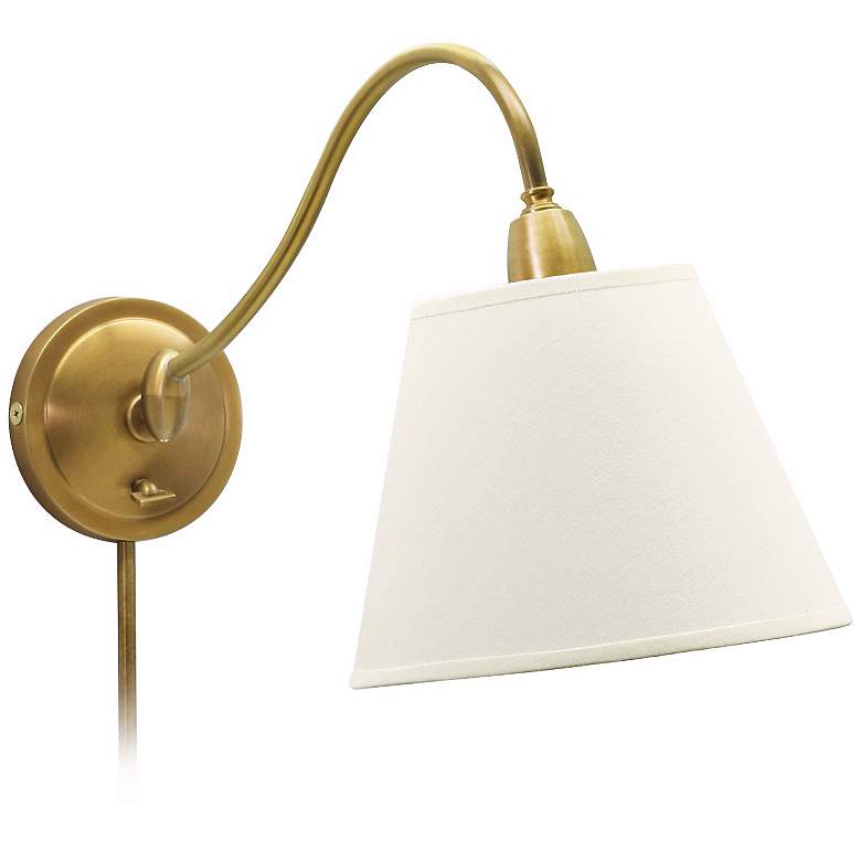 Image 1 House of Troy Hyde Park Brass Finish Plug-In Wall Light