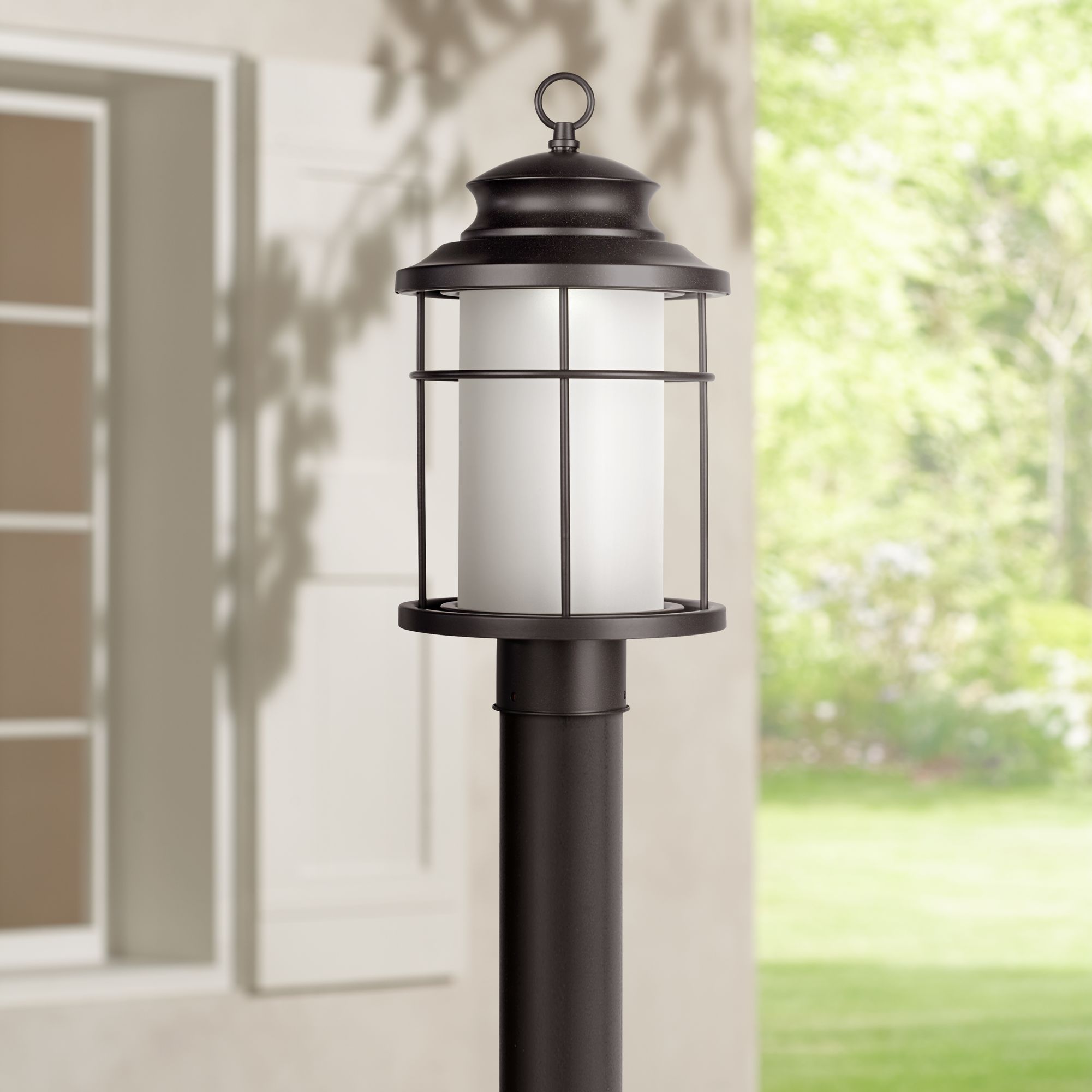 Outdoor Post Light Fixture LED Black 16 1/2" Frosted Glass for Deck Garden Yard | eBay