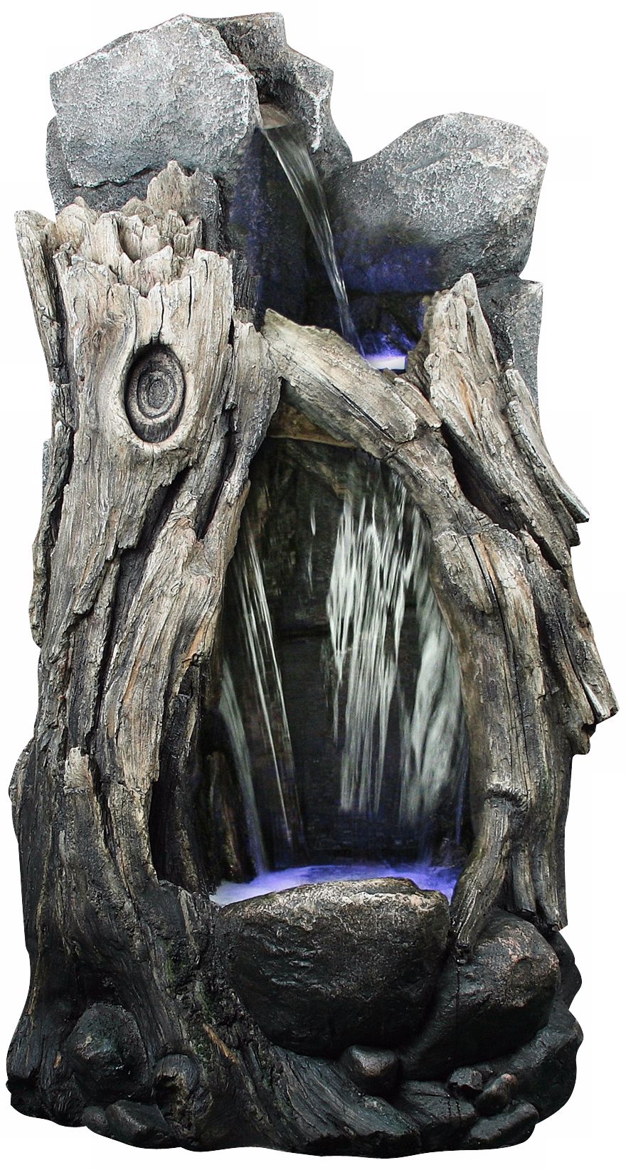 Rainforest 52" Rustic Waterfall Outdoor Fountain with Light