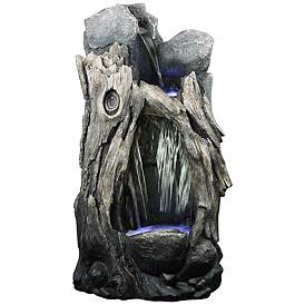 Rainforest 52&quot; Rustic Waterfall Outdoor Fountain with Light