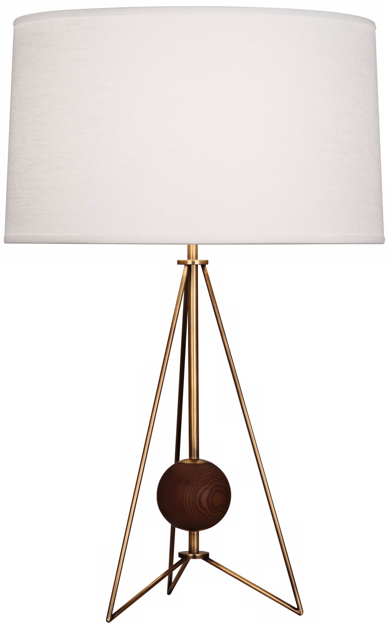 Jonathan Adler Ohai Walnut and Brass Table Lamp