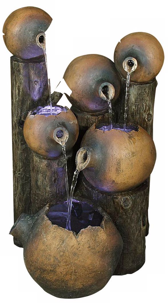 Umbria 32" High Rustic Six Pot LED Light Garden Fountain