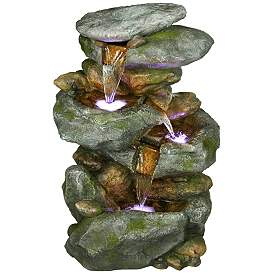 Rocky Falls Three-Tier LED 22&quot; High Fountain