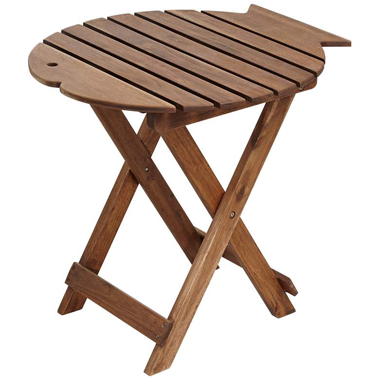 Image 3 Monterey Fish 21" Wide Natural Wood Outdoor Folding Table