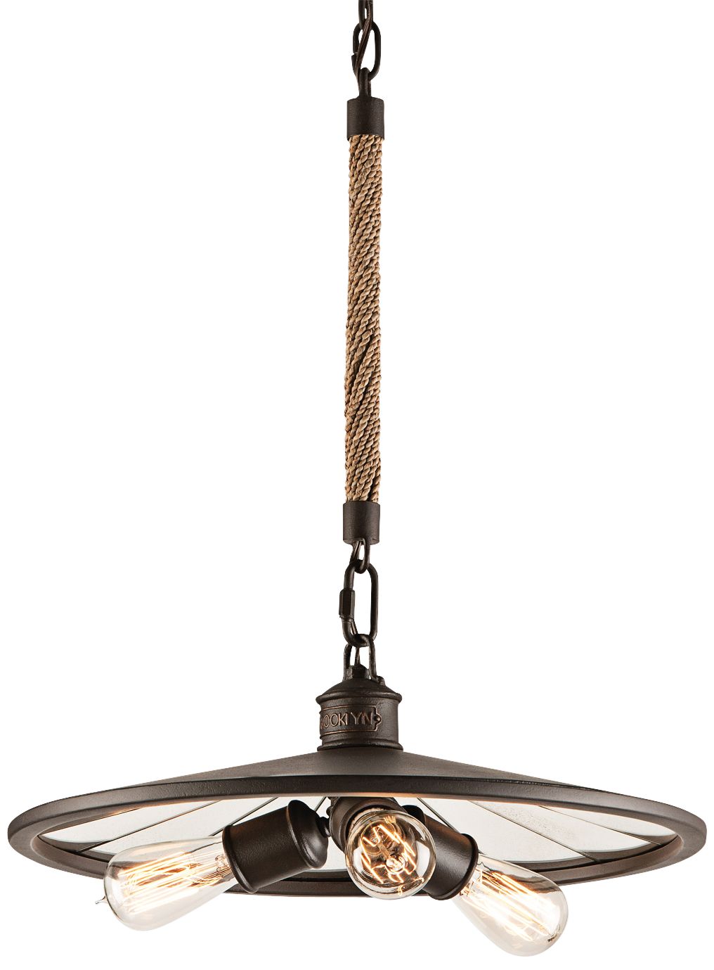 Brooklyn 18" Wide Iron Pendant Chandelier with Rope Stem