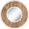 Distressed White and Natural Wood 30" Round Wall Mirror
