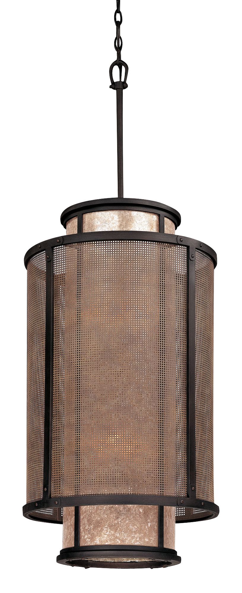 Copper Mountain 32" High Hand-Worked Bronze Pendant