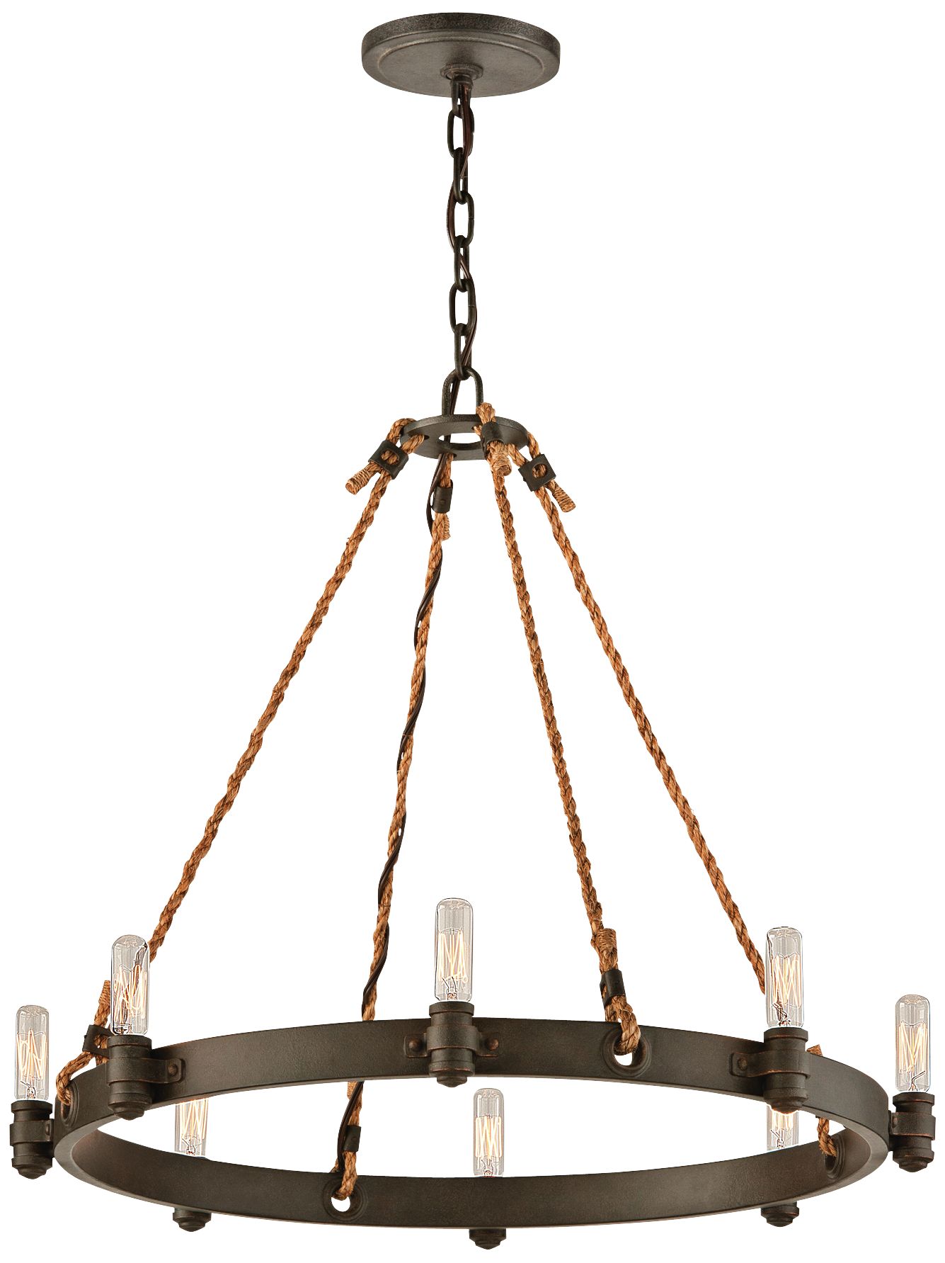 Pike Place 25" Wide Rope and Wrought Iron Chandelier