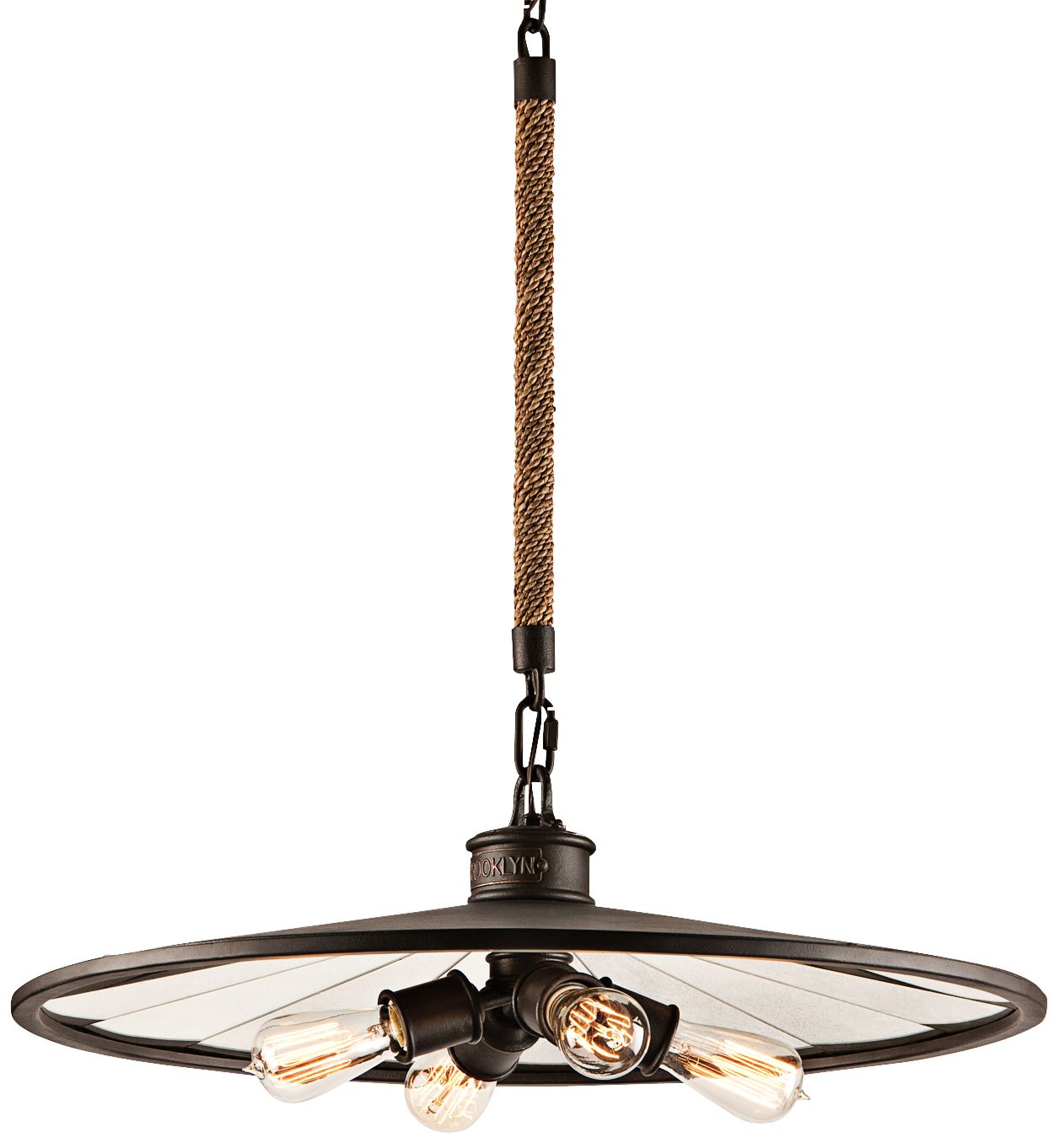 Brooklyn 26" Wide Iron Pendant  Chandelier with Rope Stem