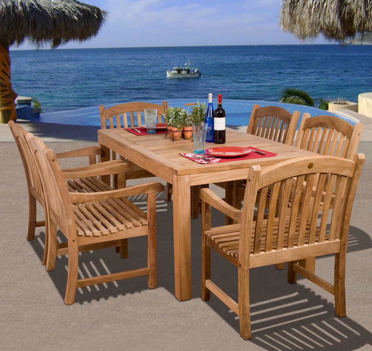 Crestfeld Collection 7-Piece Teak Wood Dining Set