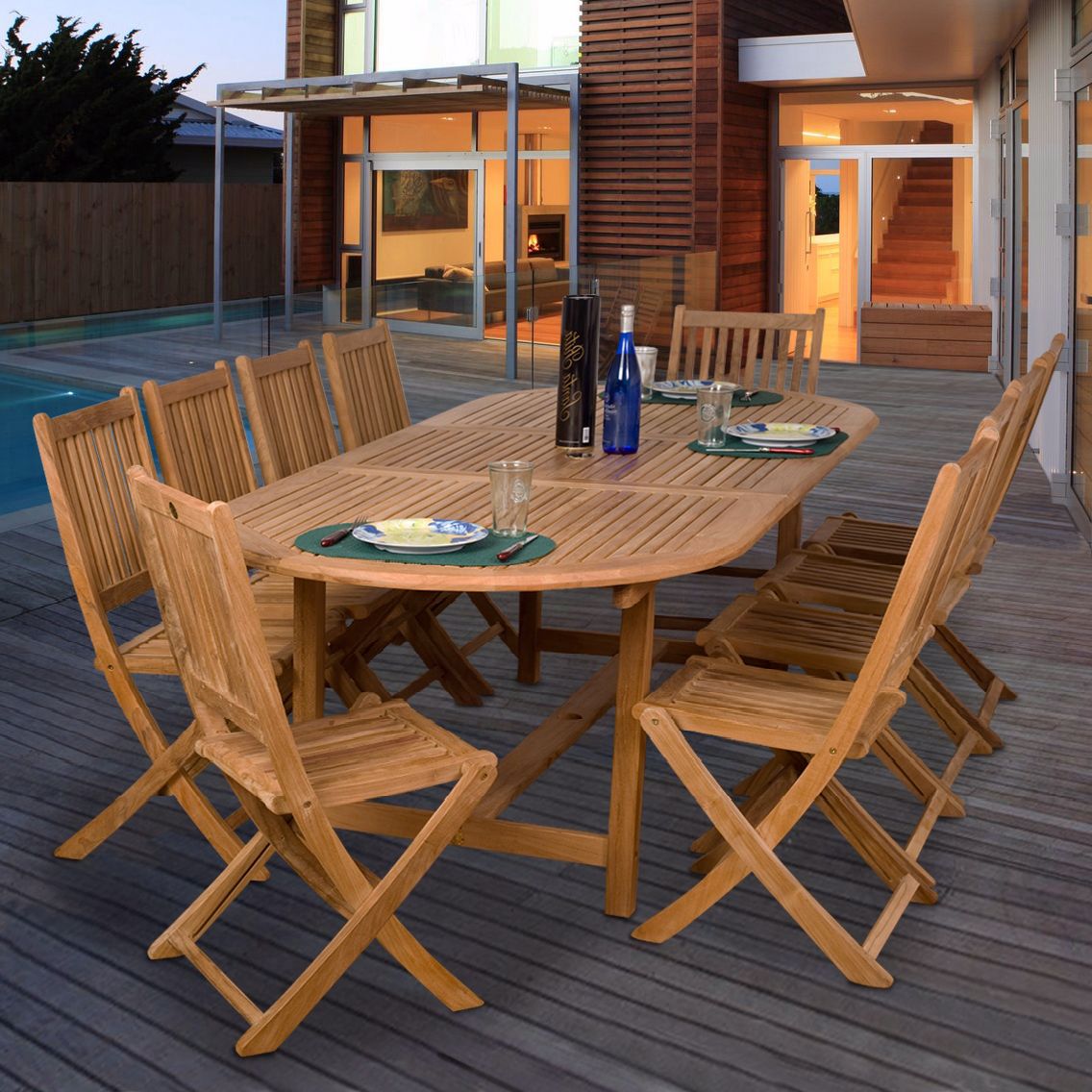 11- Piece Teak De Soto Outdoor Dining Set