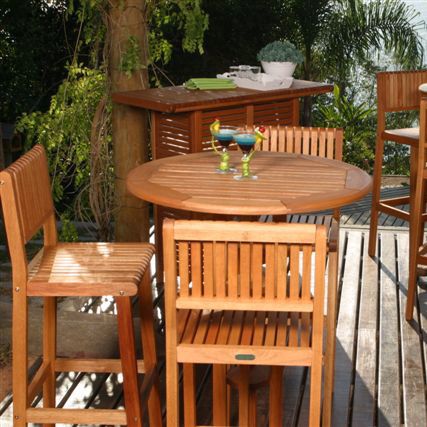 Ohara 4-Piece Eucalyptus Wood Outdoor Bar Set