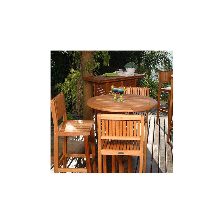 Ohara 4-Piece Eucalyptus Wood Outdoor Bar Set