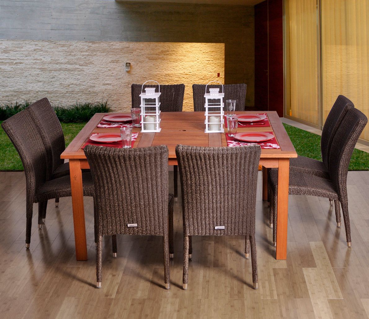 Renard Wicker Square 9-Piece Patio Dining Set