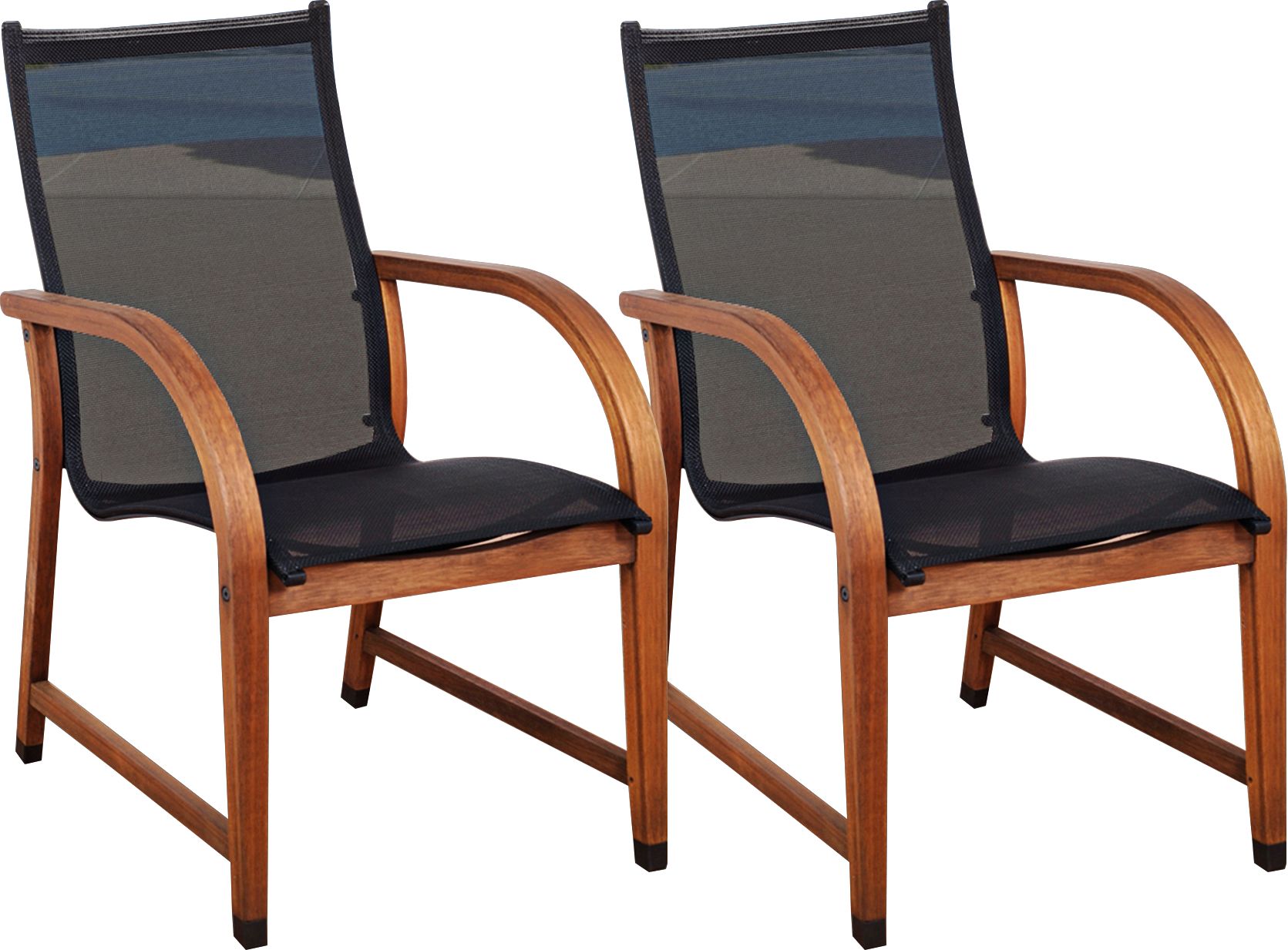 Arriba Eucalyptus Wood Outdoor Armchair Set of 4
