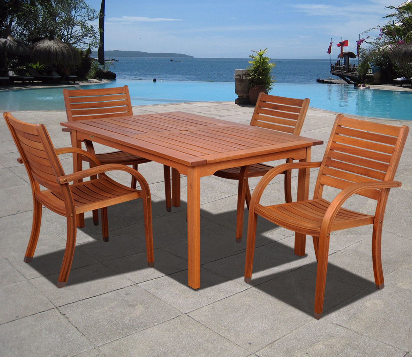 Cerrissa Eucalyptus 5-Piece Patio Dining Set