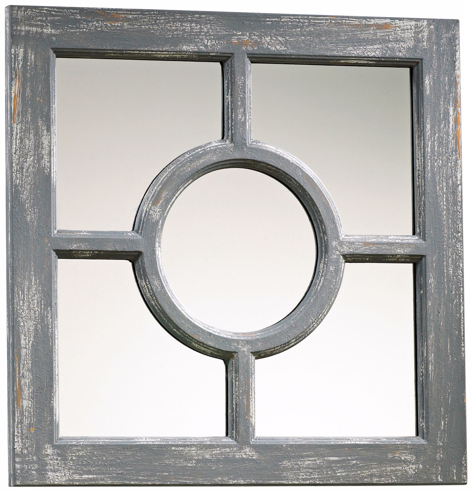 Ashford Distressed Gray Wood 16 3/4" Square Wall Mirror