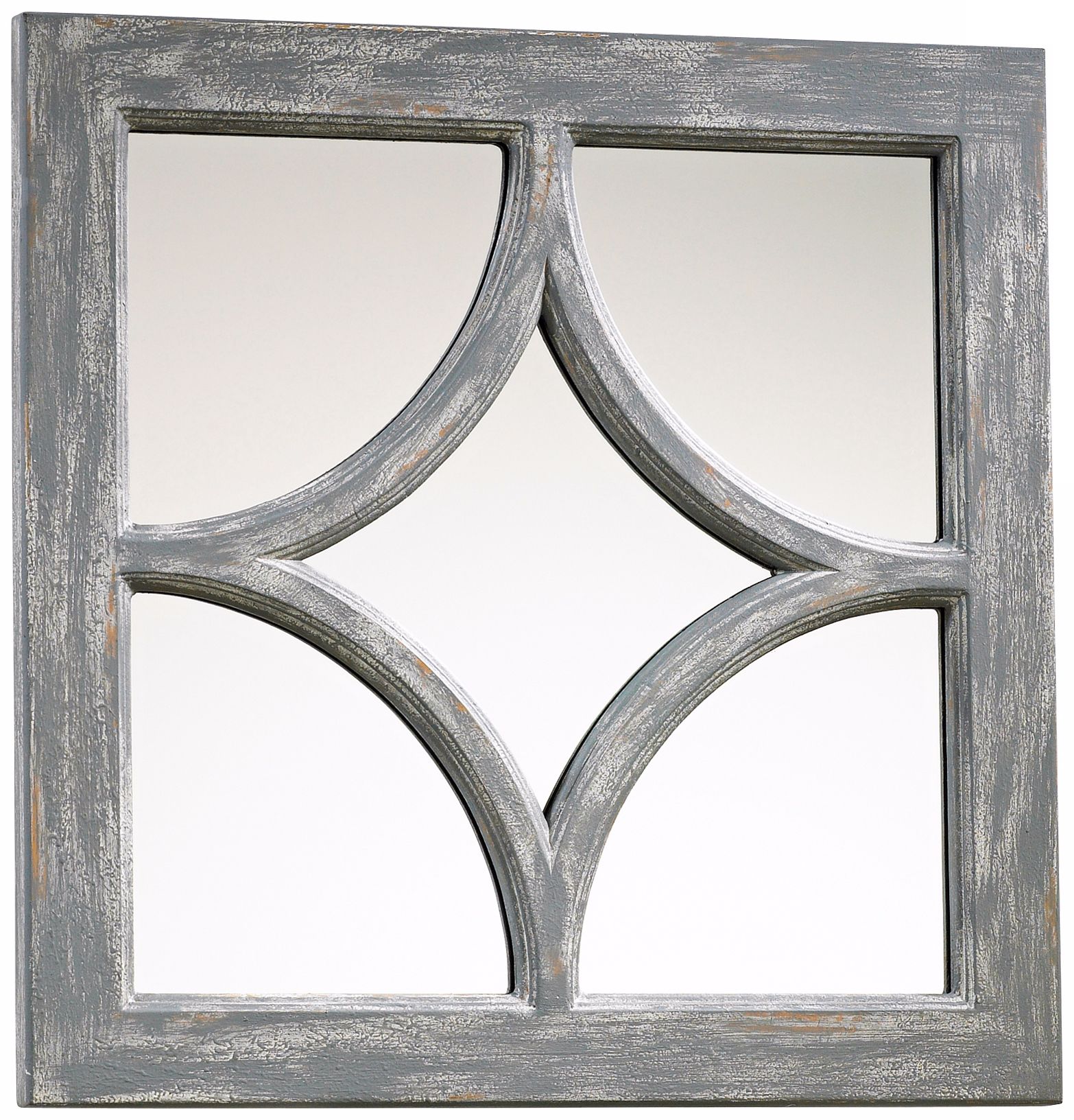 Ashton Distressed Gray Wood 16 3/4" Square Wall Mirror