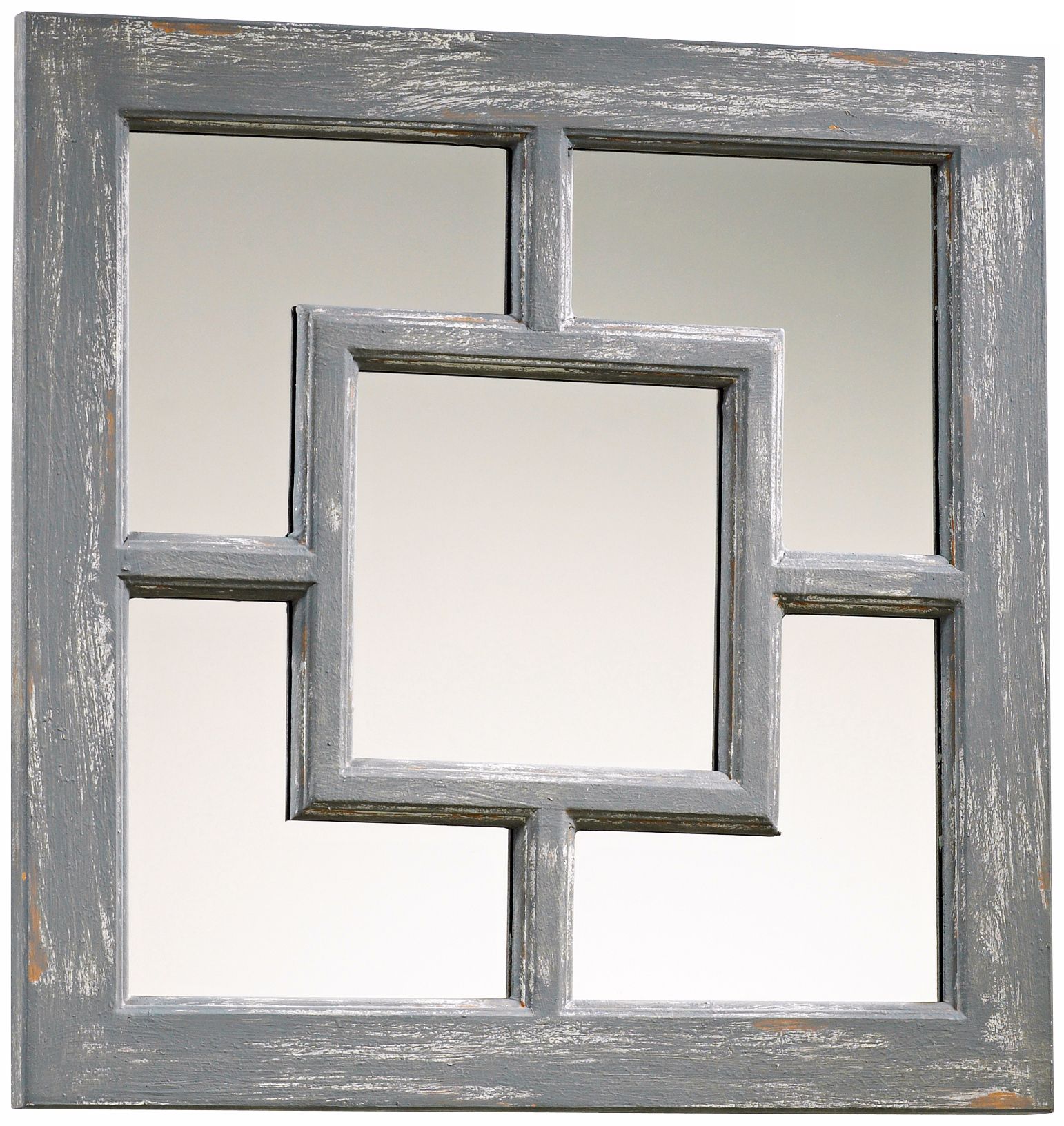 Ashbury Distressed Gray 17" Square Wall Mirror