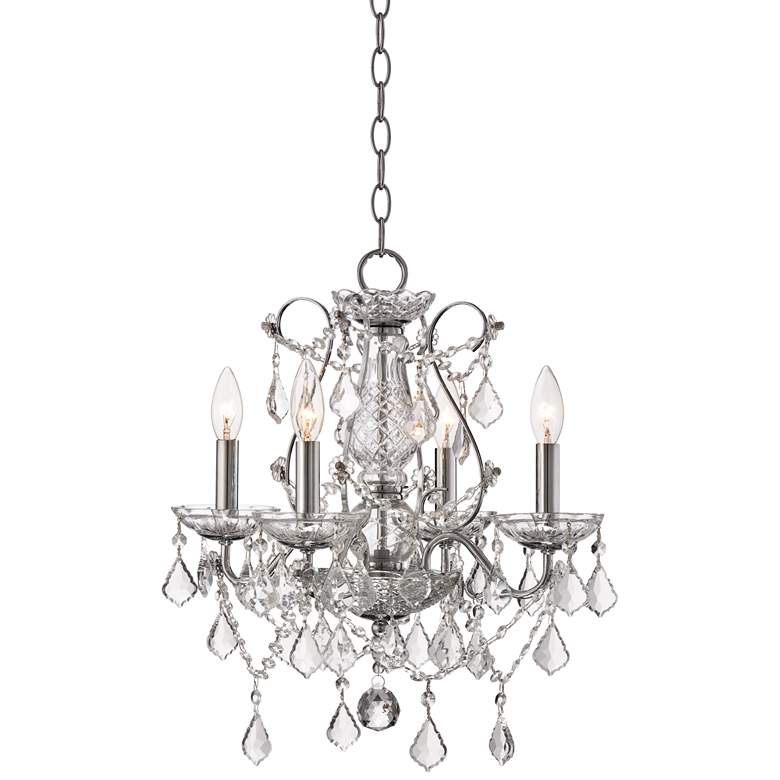 Image 2 Grace 17" Wide Chrome and Crystal 4-Light Chandelier