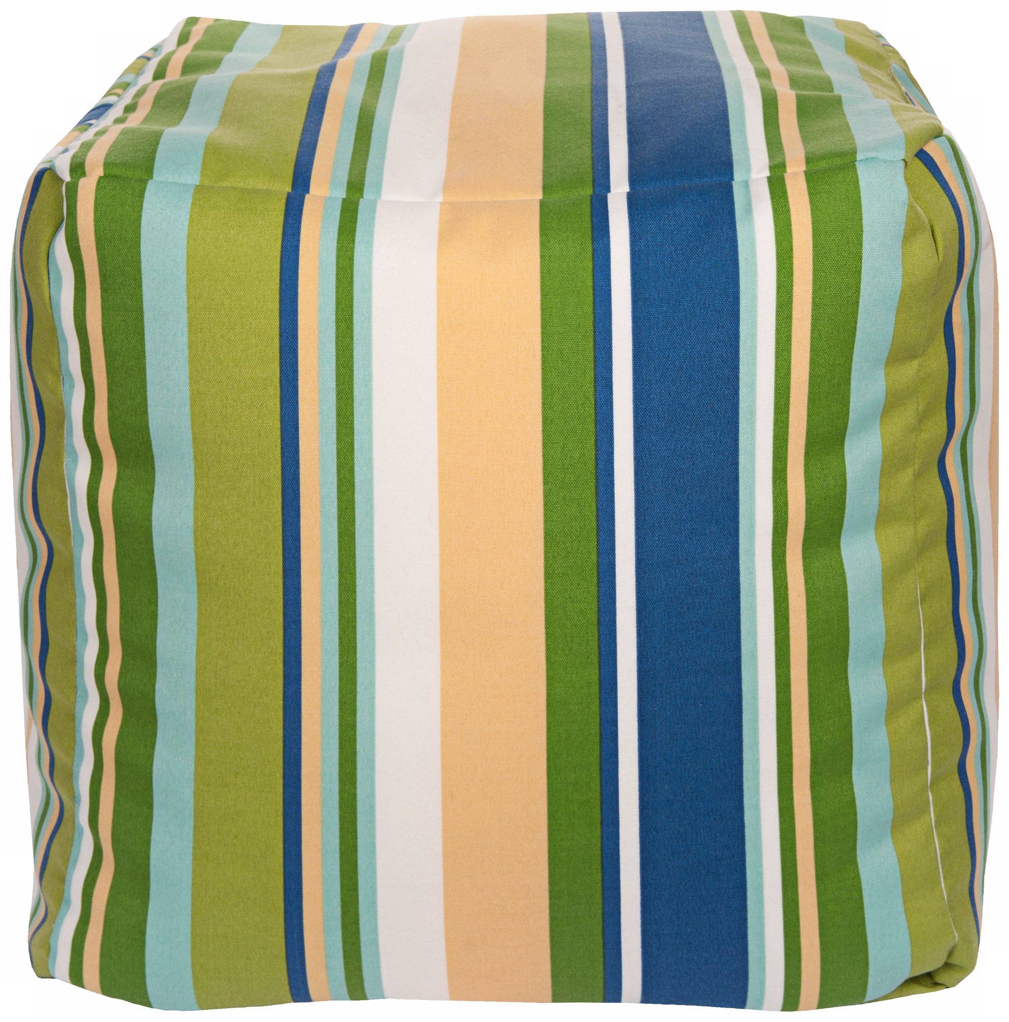 Cool Multi-Color Stripes 18" Square Surya Pouf Ottoman