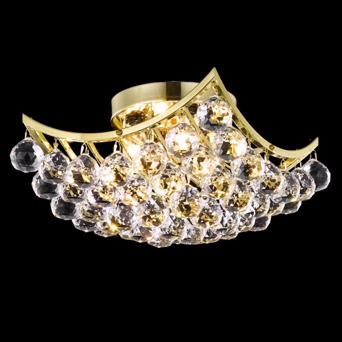 Corona 12" Square Gold and Crystal Ceiling Light