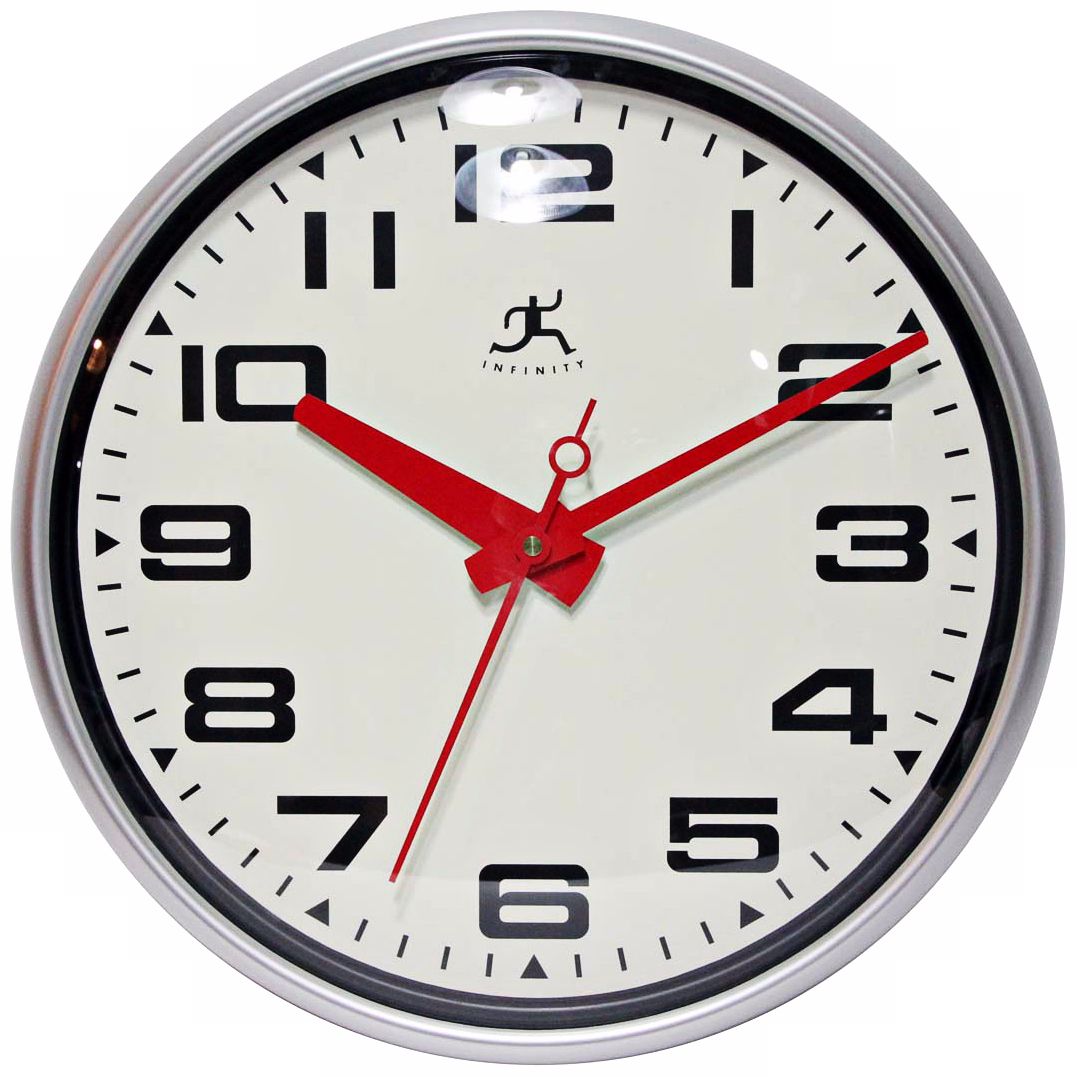 Lexington Ave. 15" Round Red and Matte Silver Wall Clock