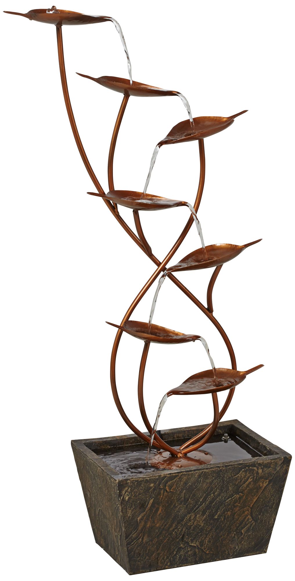 Ashton Curved Leaves 41" High Copper Finish Floor Fountain